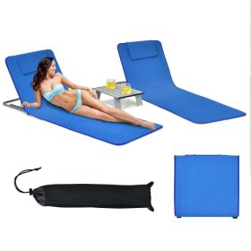 Outddoor Adjustable 3-Piece Beach Lounge Chair Mat Set (Color: Blue, Type: Lounge Chairs)