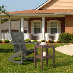 Double outdoor side table;  rectangular patio side table  in HDPE (Color: BROWN)