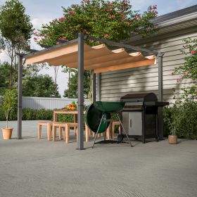 10' x 10' Aluminum Patio Pergola with Retractable Pergola Canopy, Backyard Shade Shelter for Porch, Outdoor Party, Garden, Grill Gazebo, Khaki (Color: as Pic)