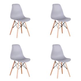 Set of 4 Modern Style Dining Chair, Shell Lounge Plastic Chair for Kitchen, Dining, Bedroom (Color: GRAY)